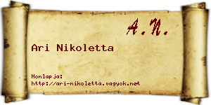 Ari Nikoletta névjegykártya
